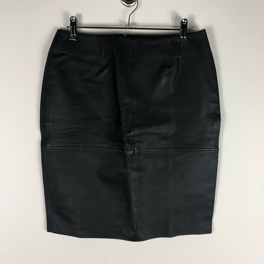 Newport News High Waist Leather Black Skirt 537